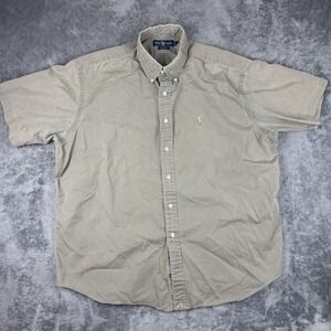 Ralph Lauren Shirt Men XL Safari Beige Button Up Twill Blake Flesh Pony VTG Y2K